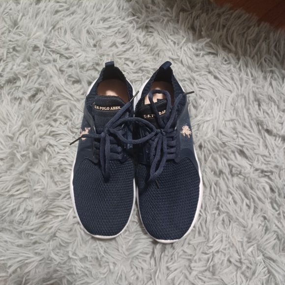 EUC US Polo Assn Navy Blue and White Active Athletic Sneakers Size 7 - Picture 4 of 15